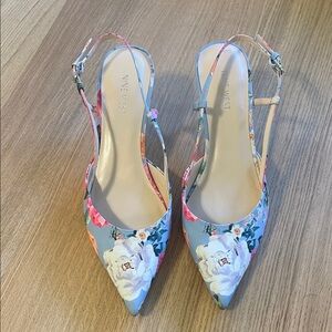 Nine West Floral Pointed Toe Slingback Heels - Multicolor